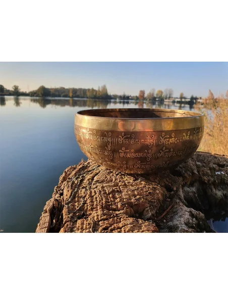 Bol Chantant Tibétain “Gravé Main” aux 9 métaux vue de face