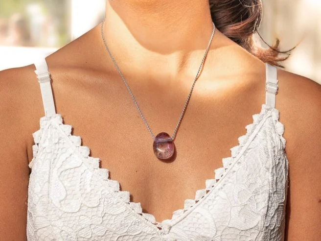 pendentif pour femme ametrine, pierre violette, pierre naturelle