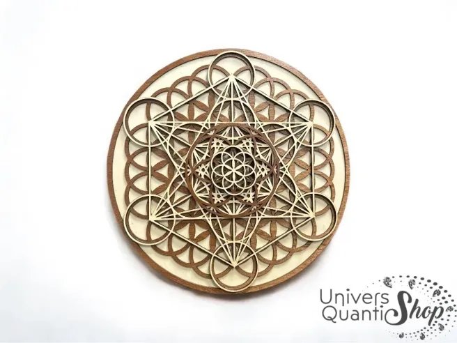 déco murale originale bois, tableau rond forme géométrique sacrée clair