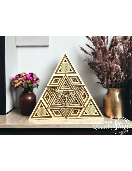 merkaba vertus, decoration murale bois, symbole merkabah