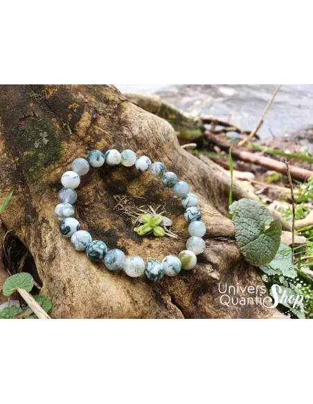 Bracelet Agate Arbre – Pierre de Croissance – Qualité A – Boule 8mm Bracelet Agate Arbre – Pierre de Croissance – Qualité A – Boule 8mm