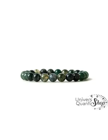 agate mousse bienfaits en lithothérapie, pierre confiance en soi, bracelet sur fond blanc agate mousse bienfaits en lithothérapie, pierre confiance en soi, bracelet sur fond blanc