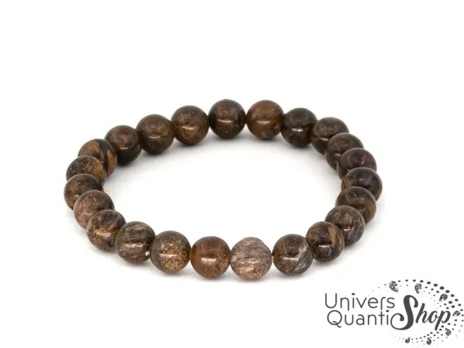 bronzite vertus spirituelles, bracelet 08mm sur fond blanc