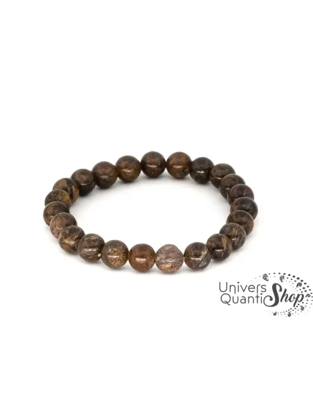 bronzite vertus spirituelles, bracelet 08mm sur fond blanc