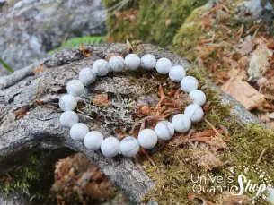 Bracelet Howlite Blanche – Pierre de Libération – Qualité A – Boule 10mm