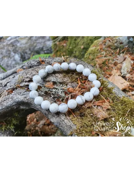 Bracelet Howlite Blanche – Pierre de Libération – Qualité A – Boule 10mm