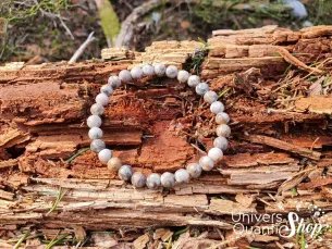 Bracelet Agate Fossile – Pierre de Richesse – Qualité AB – Boule 6mm