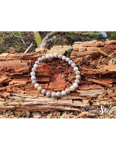 Bracelet Agate Fossile – Pierre de Richesse – Qualité AB – Boule 6mm