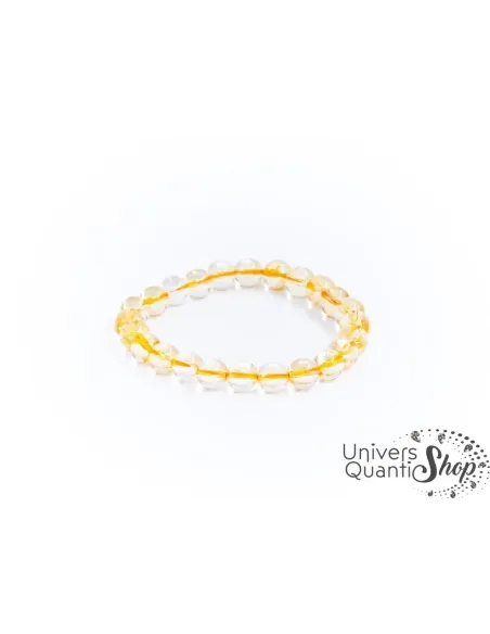 citrine naturelle signification, bracelet en citrine non chauffée 08mm sur fond blanc