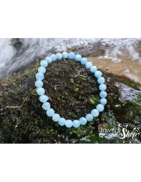Bracelet Aigue Marine – Pierre du Bonheur et de la Confiance – Qualité A – Boule 6mm