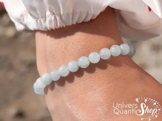 pierre de communication bleue - aigue marine vertus bracelet - univers quantic shop