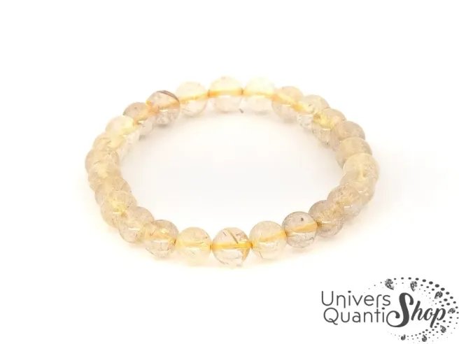 quartz rutile propriétés, quartz rutile bracelet 8mm fond blanc