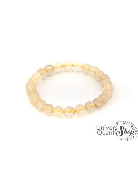 quartz rutile propriétés, quartz rutile bracelet 8mm fond blanc