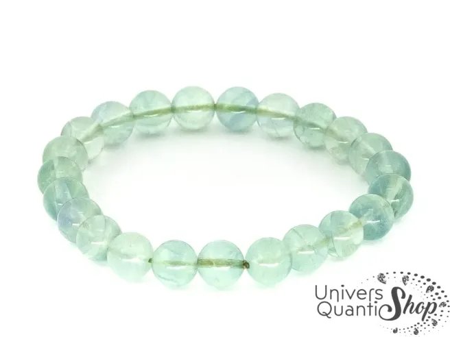 fluorite verte propriétés, bracelet en pierre verte fluorine 08mm sur fond blanc