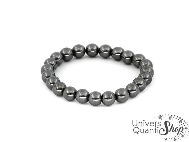 hématite propriétés, bracelet en pierre hématite 08mm sur fond blanc