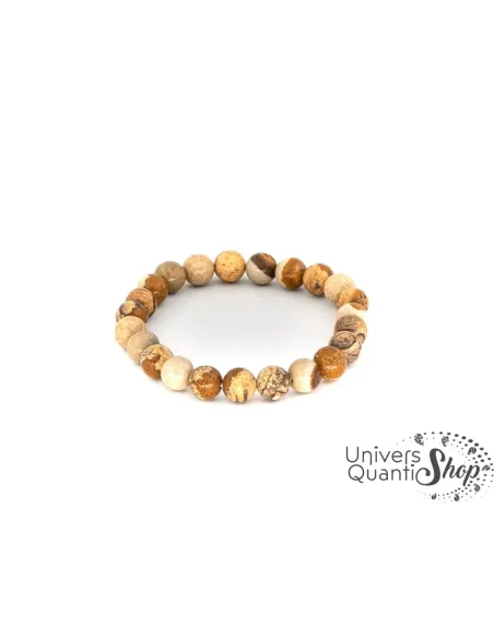 jaspe paysage vertus et bienfaits, jaspe paysage bracelet perle 08mm sur fond blanc