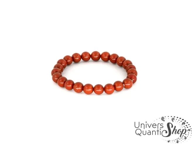 Jaspe rouge signification, bracelet pierre jaspe rouge perle 08mm sur fond blanc
