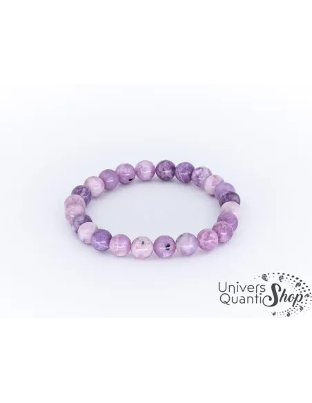 Lépidolite prix bracelet 08mm qualité A+ rose violacée sur fond blanc Lépidolite prix bracelet 08mm qualité A+ rose violacée sur fond blanc