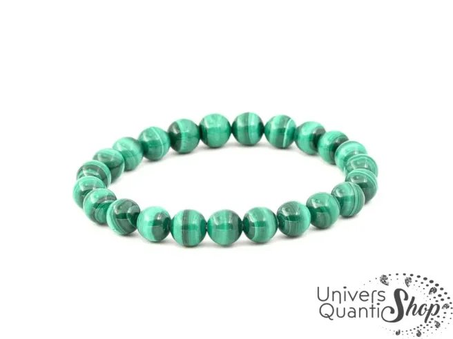 malachite bijoux bracelet véritable perle 08mm AA sur fond blanc