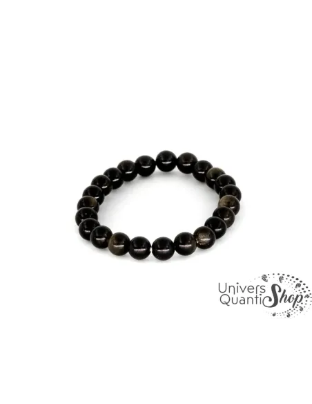 obsidienne dorée bienfaits lithothérapie, bracelet perle 8mm sur fond blanc obsidienne dorée bienfaits lithothérapie, bracelet perle 8mm sur fond blanc