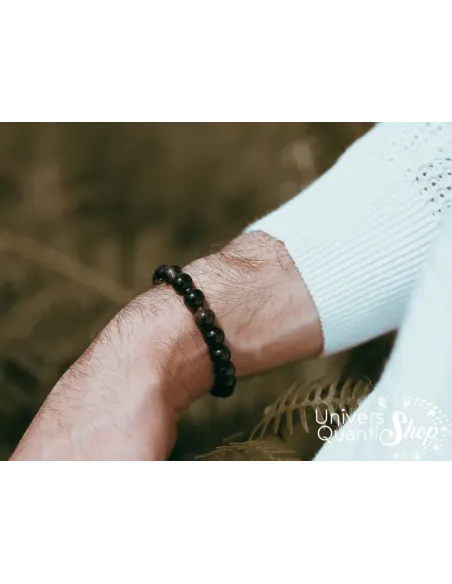 Obsidienne dorée prix bracelet, bracelet porté sur poignet droit zoom Obsidienne dorée prix bracelet, bracelet porté sur poignet droit zoom