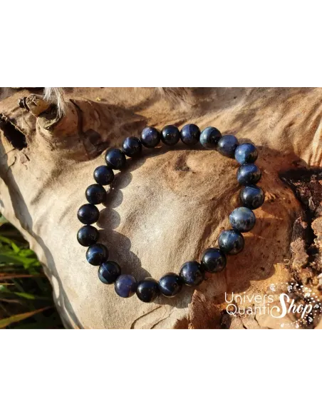 Oeil de faucon bracelet pierre naturelle 8mm sur tronc d'arbre Oeil de faucon bracelet pierre naturelle 8mm sur tronc d'arbre