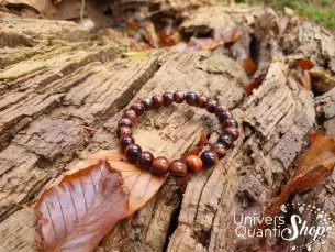 oeil de taureau bracelet pierre naturelle 8mm sur écorce de bois