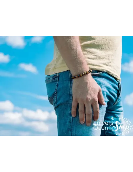 bracelet oeil de tigre homme fait sur mesure porté sur le poignet droit bracelet oeil de tigre homme fait sur mesure porté sur le poignet droit