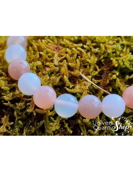 Bracelet pierre de lune multicolore de féminité, Qualité A+ en Boule 8mm zoom sur mousse
