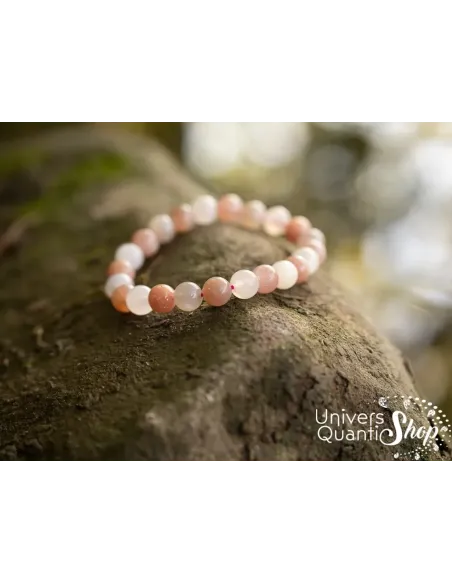 pierre de lune bracelet multicolore boule 8mm sur un arbre