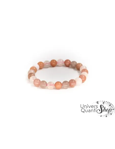 pierre de lune véritable, bracelet multicolore qualité AA 8mm sur fond blanc