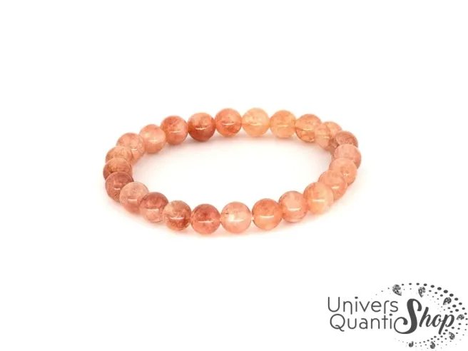 vertus pierre de soleil, bracelet pierre de soleil 8mm héliolite sur fond blanc