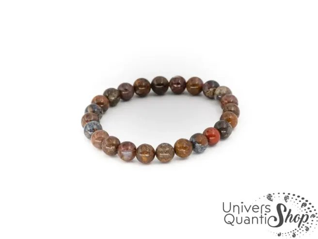 piétersite chamanique, bracelet brun qualité A 8mm piétersite sur fond blanc