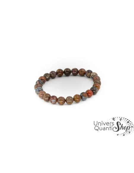 piétersite chamanique, bracelet brun qualité A 8mm piétersite sur fond blanc