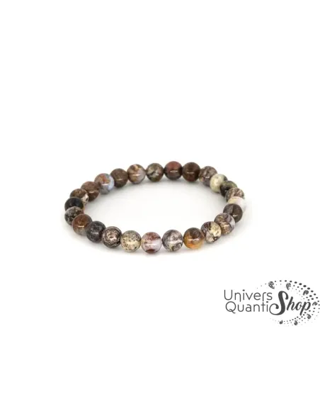 piétersite prix bracelet perle 8mm pierre brune sur fond blanc