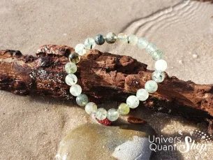 préhnite bracelet en pierre naturelle 8mm qualité A sur une branche d'arbre dans l'eau