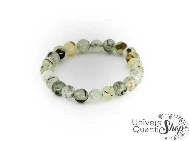 préhnite signification bracelet pierre verte 8mm sur fond blanc