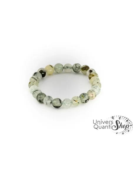 préhnite signification bracelet pierre verte 8mm sur fond blanc