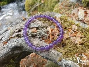Bracelet Améthyste – Pierre de Sagesse – Qualité A – Boule 6mm