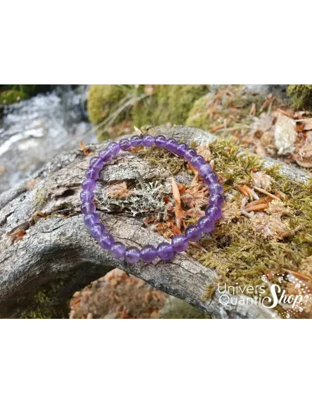 Bracelet Améthyste – Pierre de Sagesse – Qualité A – Boule 6mm