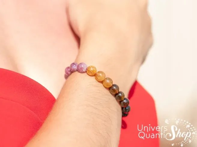 tourmaline multicolore bracelet pour femme porté au poignet gauche 08mm