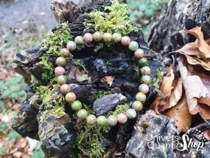 Bracelet unakite naturelle, pierre de l'amitié en 6mm sur un rocher