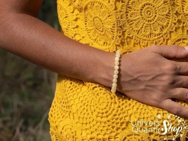 calcite orange vertus - bracelet calcite orange - pierre calcite orange - photo bracelet porté