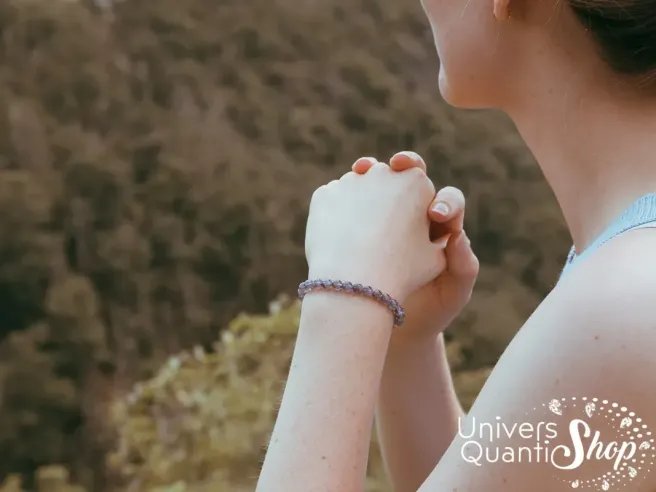 cordierite iolite bracelet - pierre mauve transparente - pierre de l'esprit