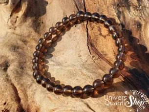Bracelet Cristal de Roche Fumé – Pierre d’Alignement – Qualité A – Boule 6mm