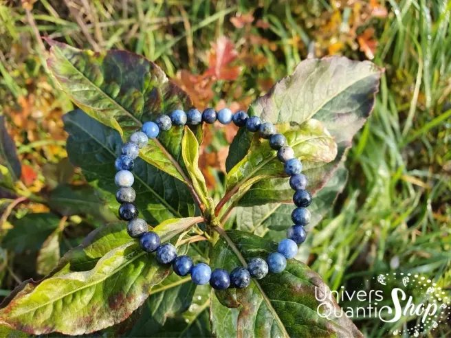 Bracelet Dumortiérite – Pierre bleue- Hypersensibilité – Qualité A – Boule 6mm