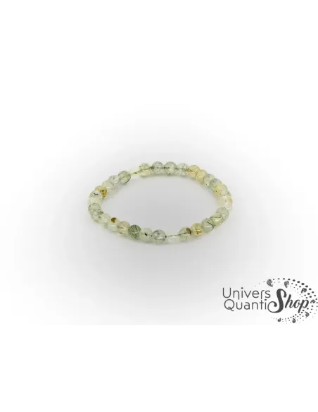 bracelet pierre fine verte préhnite avec inclusions tourmaline noire 06mm qualité A sur fond blanc bracelet pierre fine verte préhnite avec inclusions tourmaline noire 06mm qualité A sur fond blanc