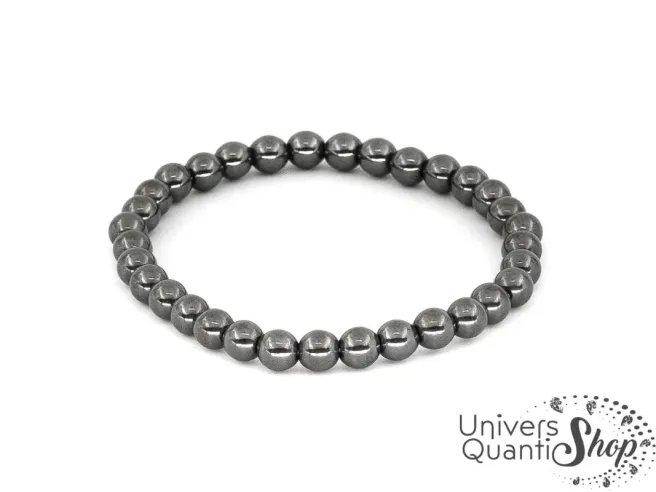 bracelet hématite vertus en lithothérapie, pierre argentée d'harmonie
