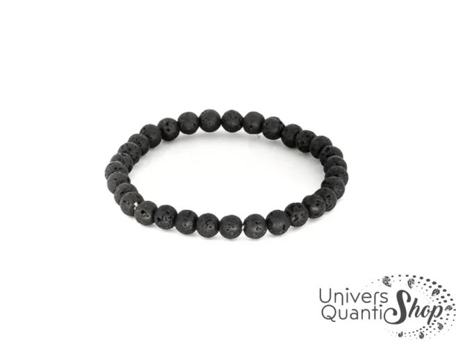 pierre de lave noire bracelet 06mm qualité AB sur un fond blanc
