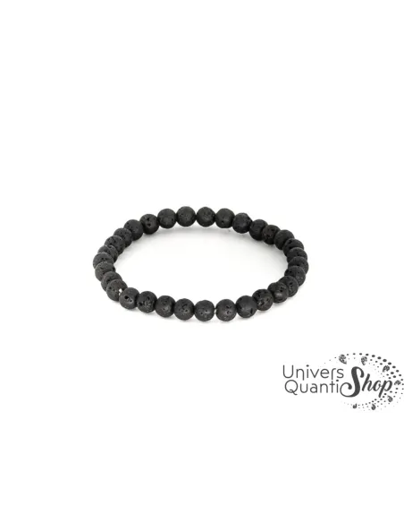 pierre de lave noire bracelet 06mm qualité AB sur un fond blanc